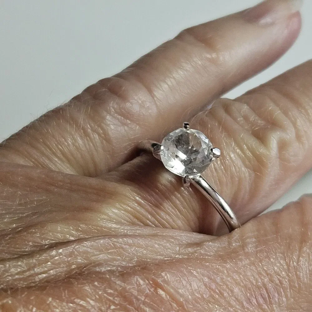Vintage Silver Tone Uncas Ring Size 7 Solitaire Engagement Wedding